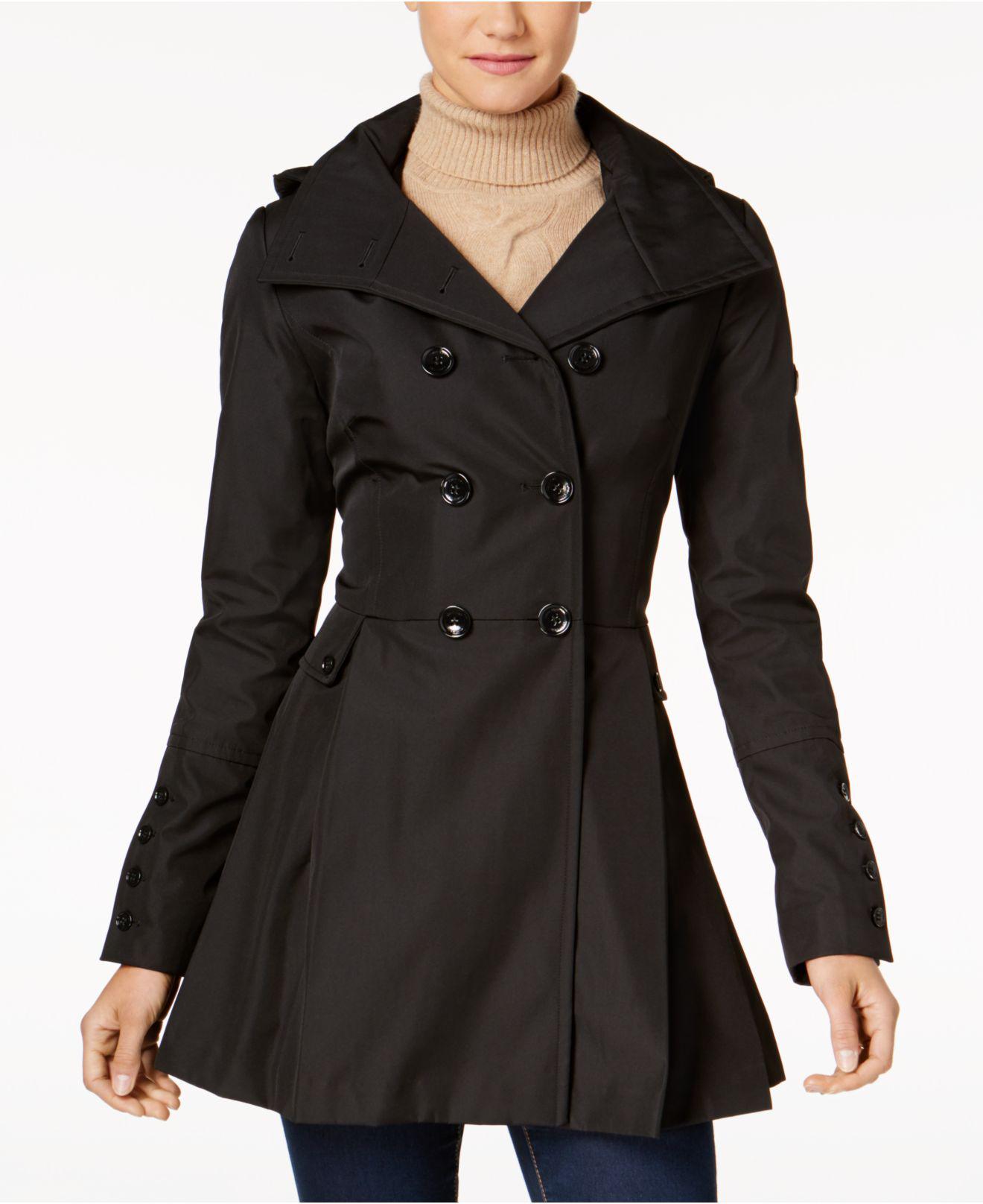CALVIN KLEIN 205W39NYC Synthetic Skirted Hooded Raincoat in Black | Lyst