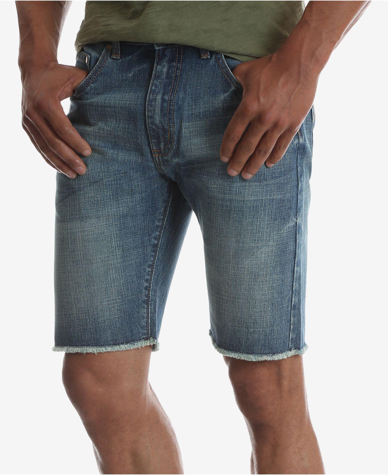 Wrangler Mens Slim Fit Frayed Hem Cut-Off Denim Shorts
