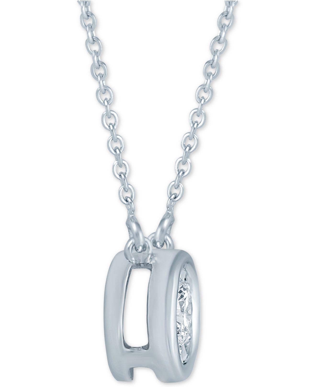 Macy's Diamond Bezel 16" Pendant Necklace (1/8 Ct. T.w.) in White Gold