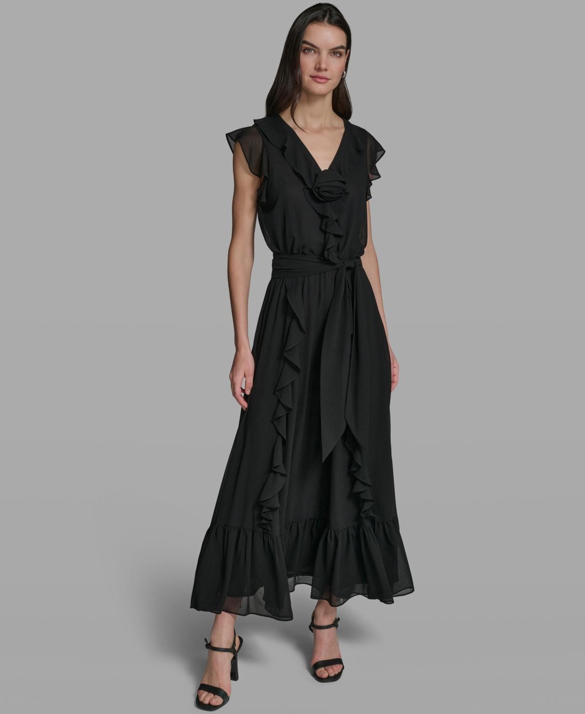 chinese dress ladies Belted Pinstripe Denim Midi Dress Blue / 6 main image 0