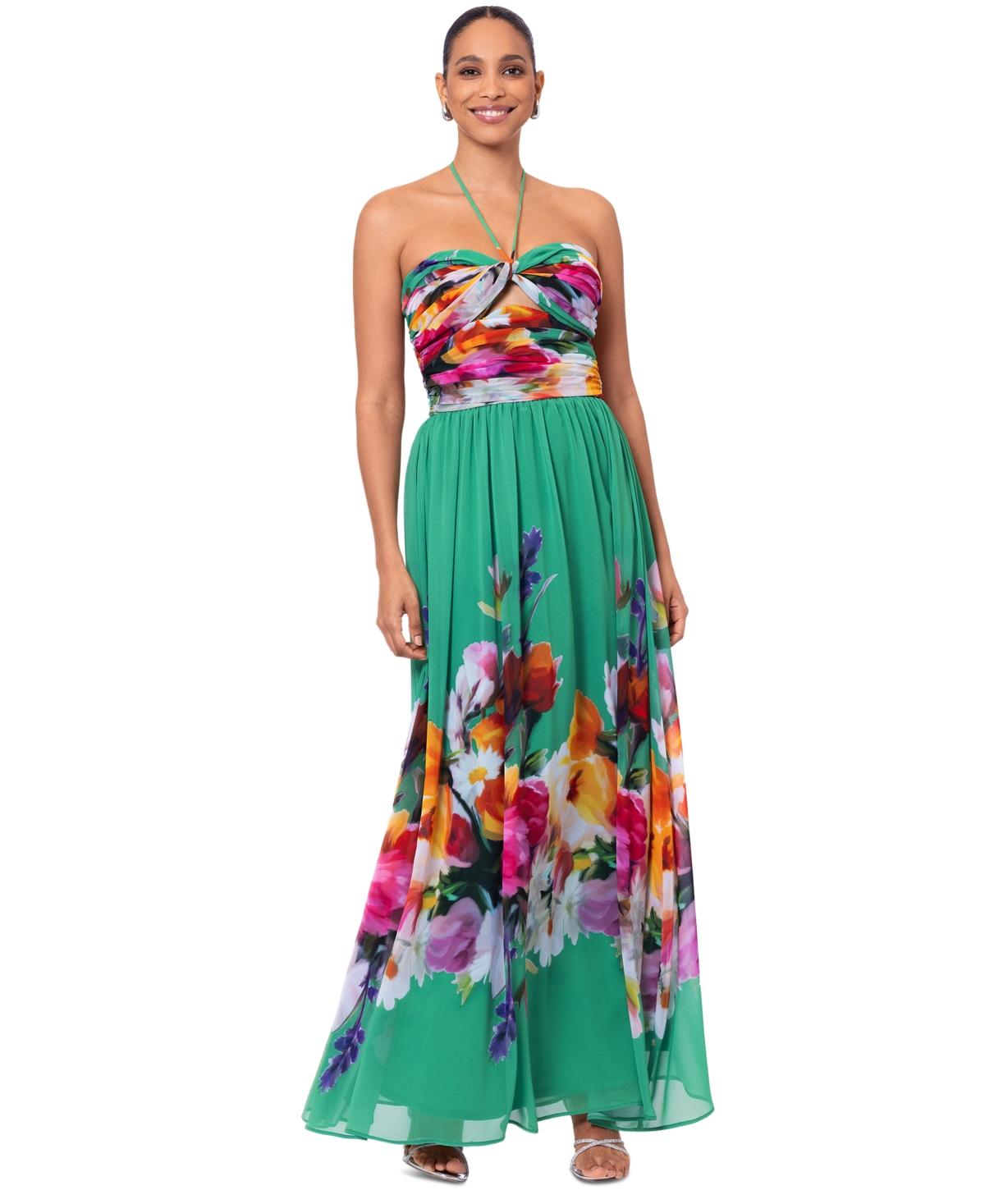 Betsy & adam chiffon ruffle maxi gown hotsell