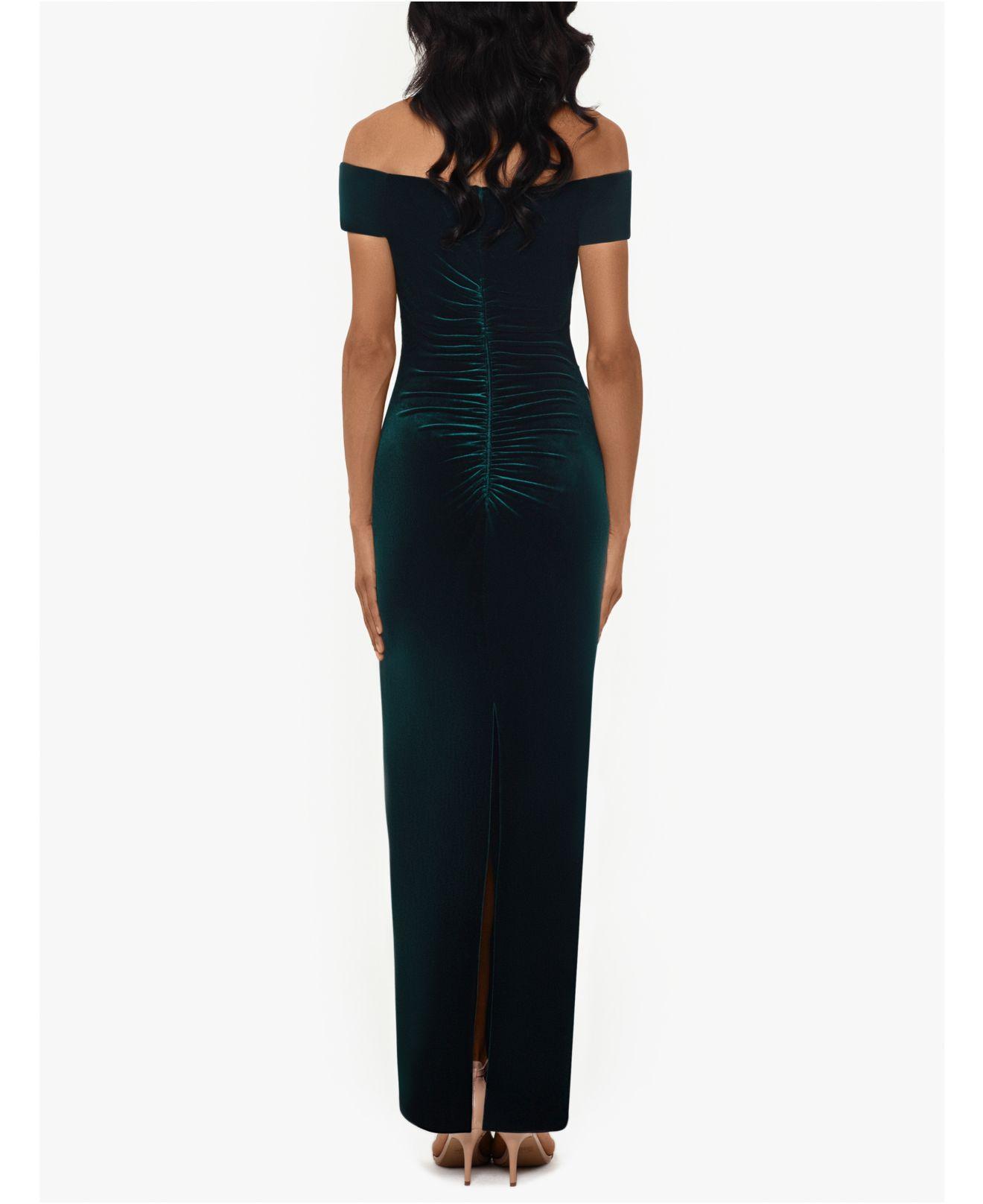 Xscape X By Velvet Off the shoulder Gown in Green Lyst