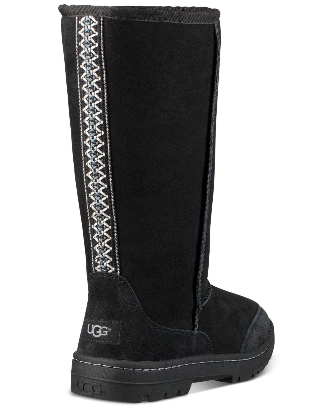 UGG Fur Ultra Tall Revival Boots in Black - Lyst