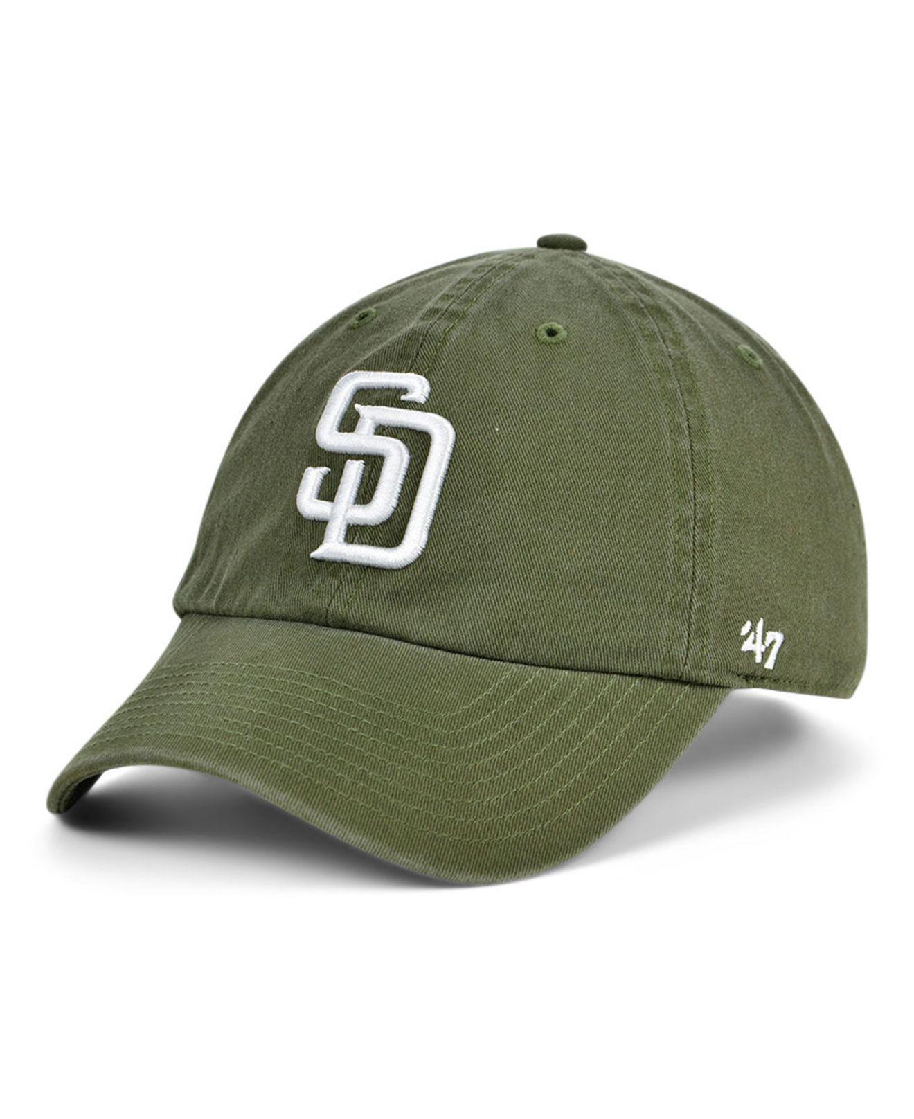 47 Brand San Diego Padres Olive White Clean Up Cap in Green for Men | Lyst