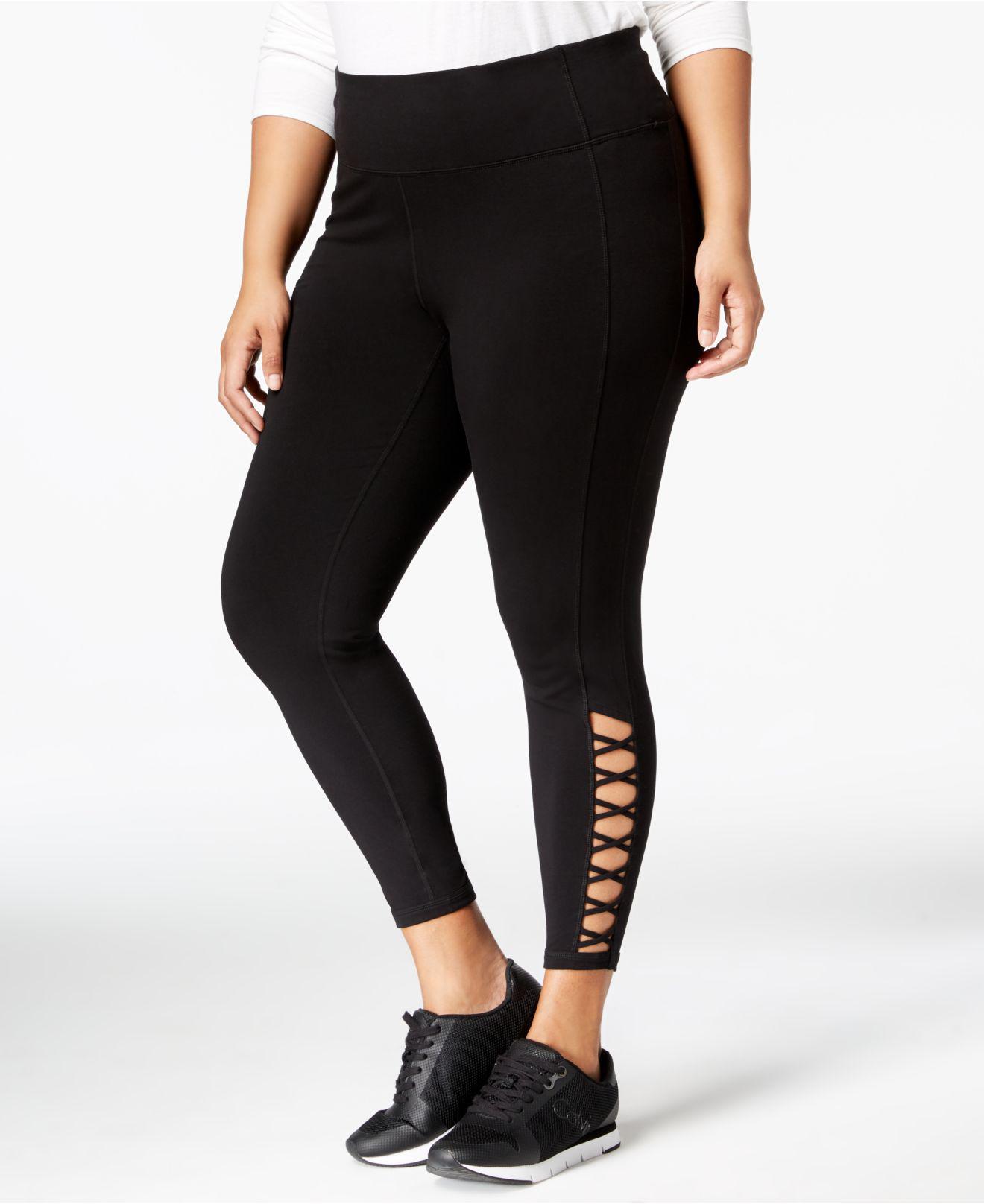 Calvin Klein Cotton Plus High-rise Cut Out Athletic Leggings in Black - Lyst