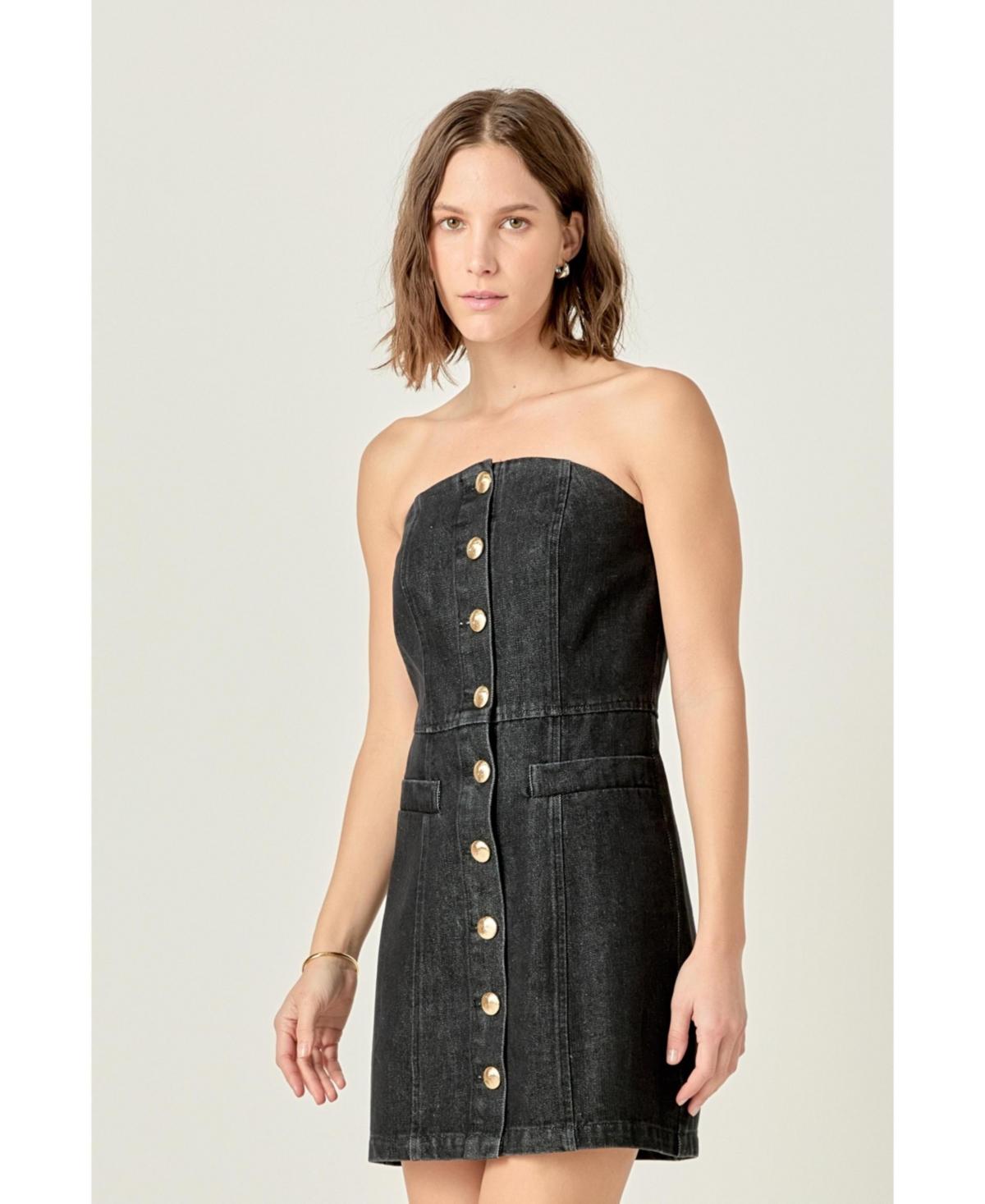 English Factory Denim Tube Mini Dress in Black | Lyst