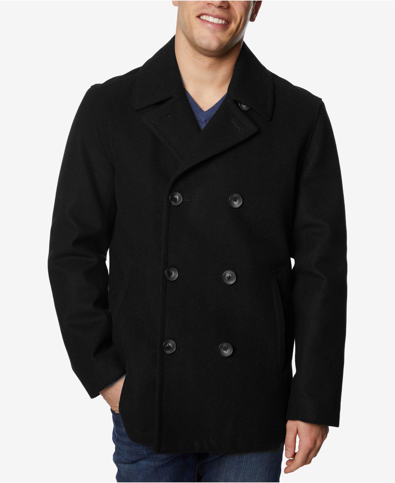 Nautica Wool Three-button Pea Coat in Black for Men - Save 32% - Lyst