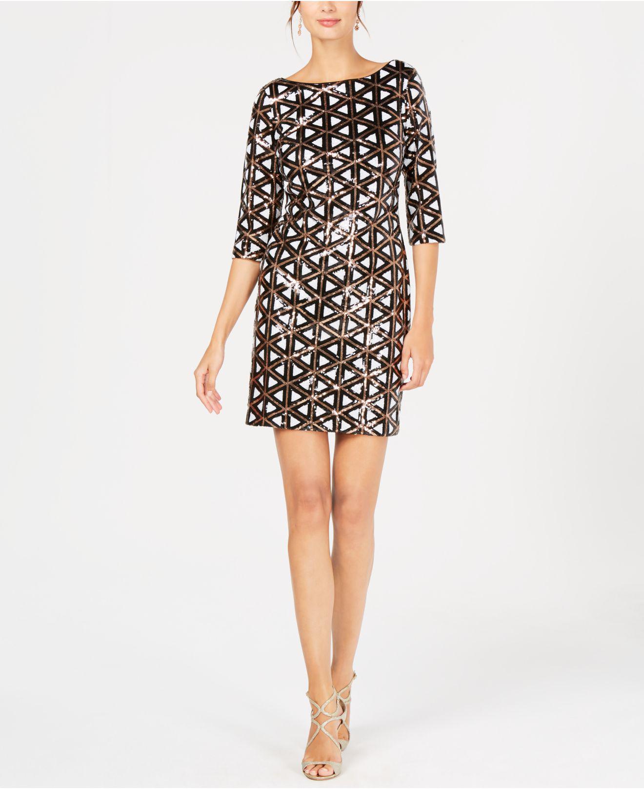 Lyst - Ivanka Trump Geometric Sheath Dress in Black