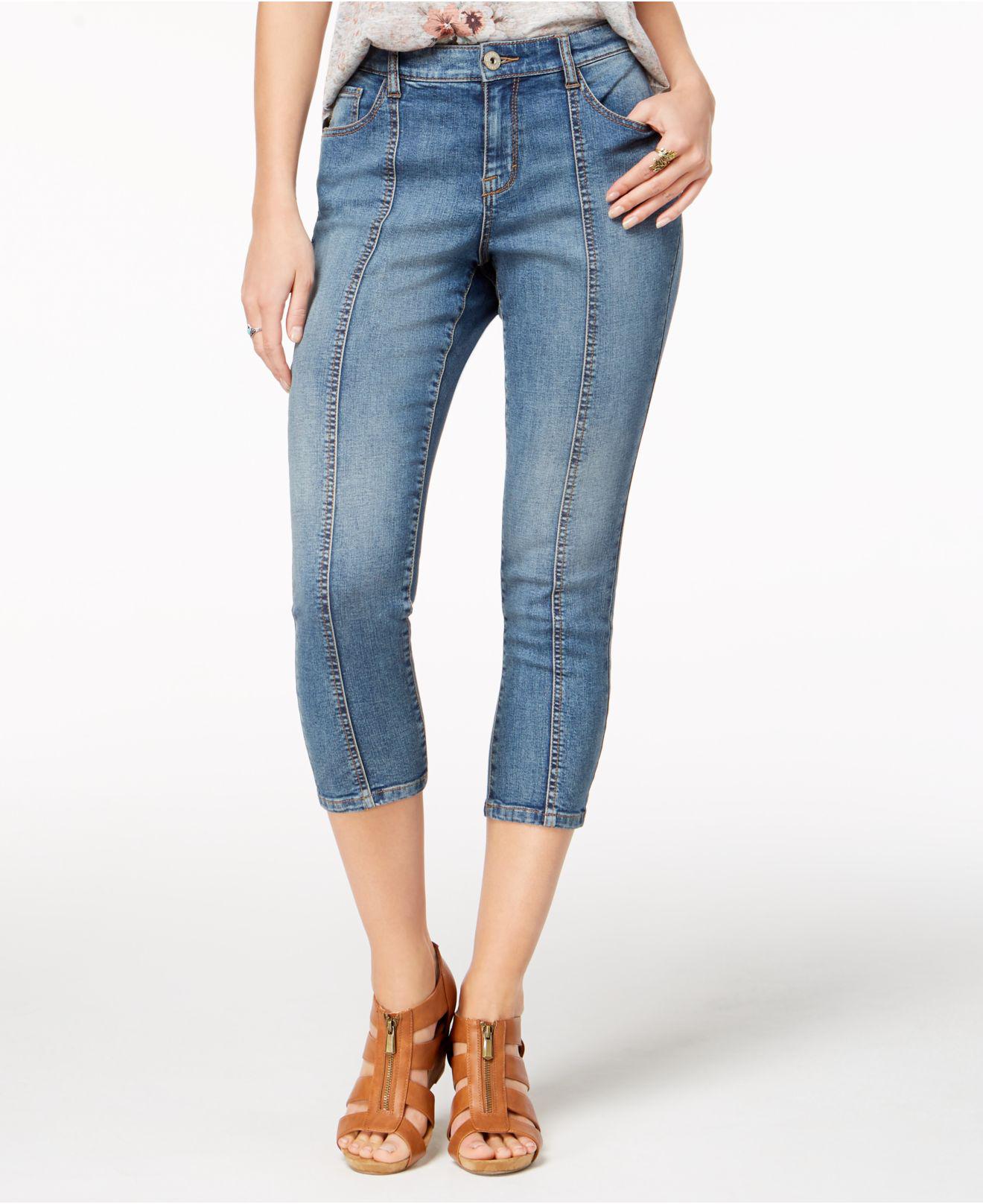 Style & Co. Petite Front-seam Capri Jeans, Created For Macy's in Blue | Lyst