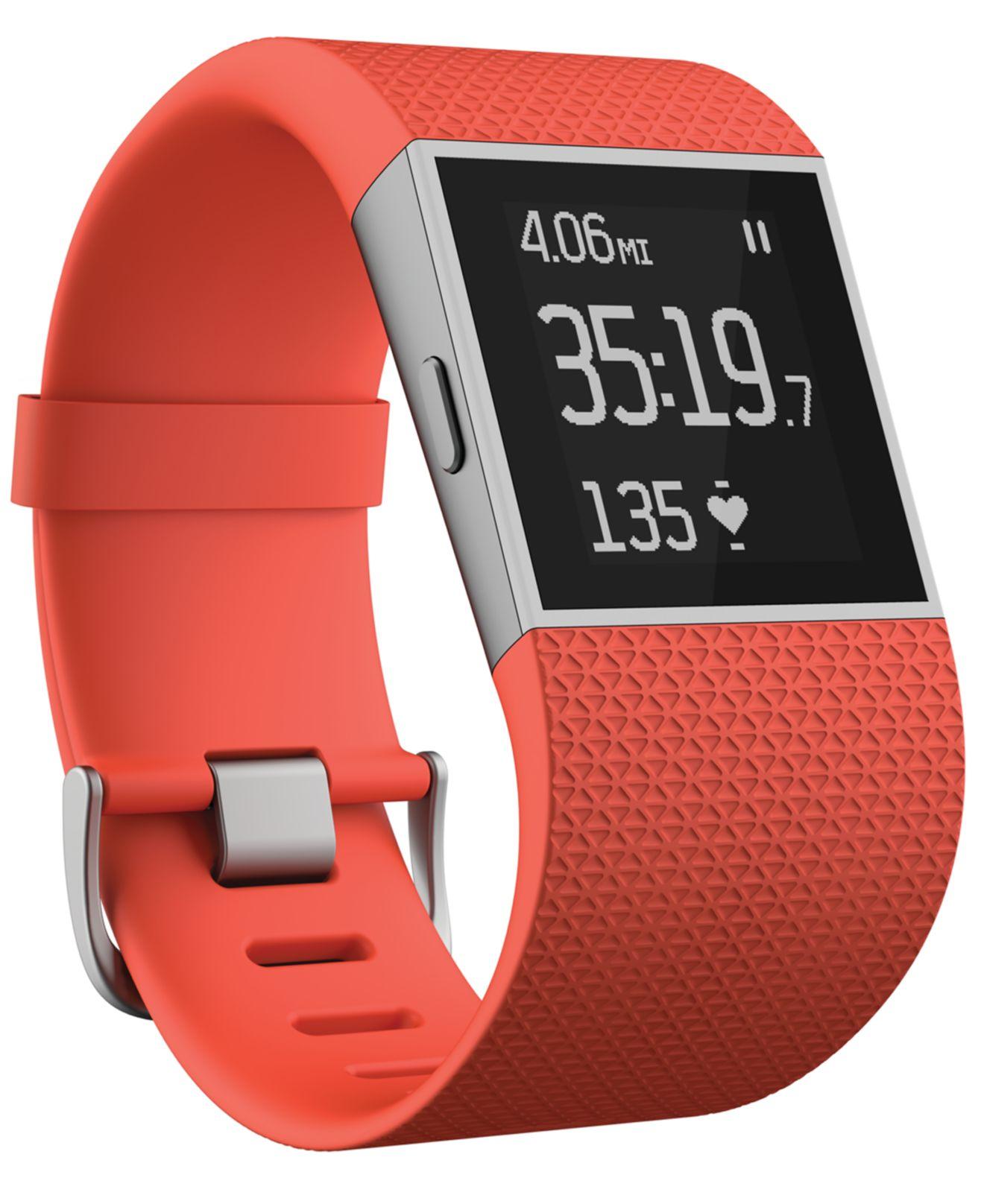 Fitbit Digital Surge Fitness Super Watch in Tangerine (Black) - Lyst