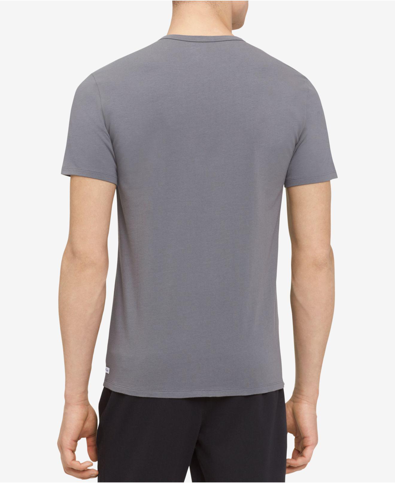 Calvin Klein Cotton Stretch Multipack Crew Neck T-shirts in Grey Sky ...