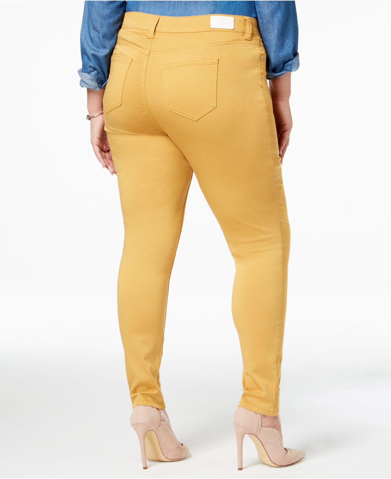 mustard colored plus size jeans