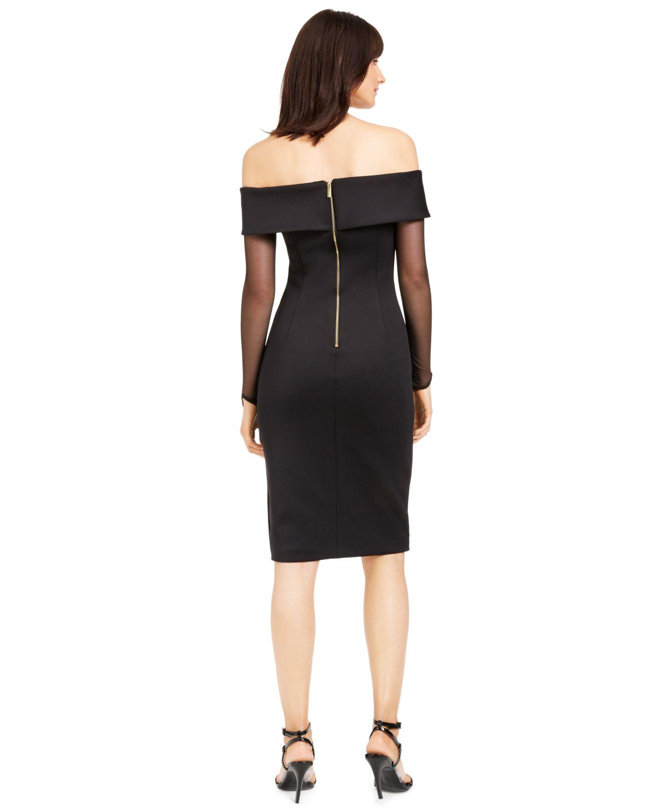 calvin klein black off the shoulder dress