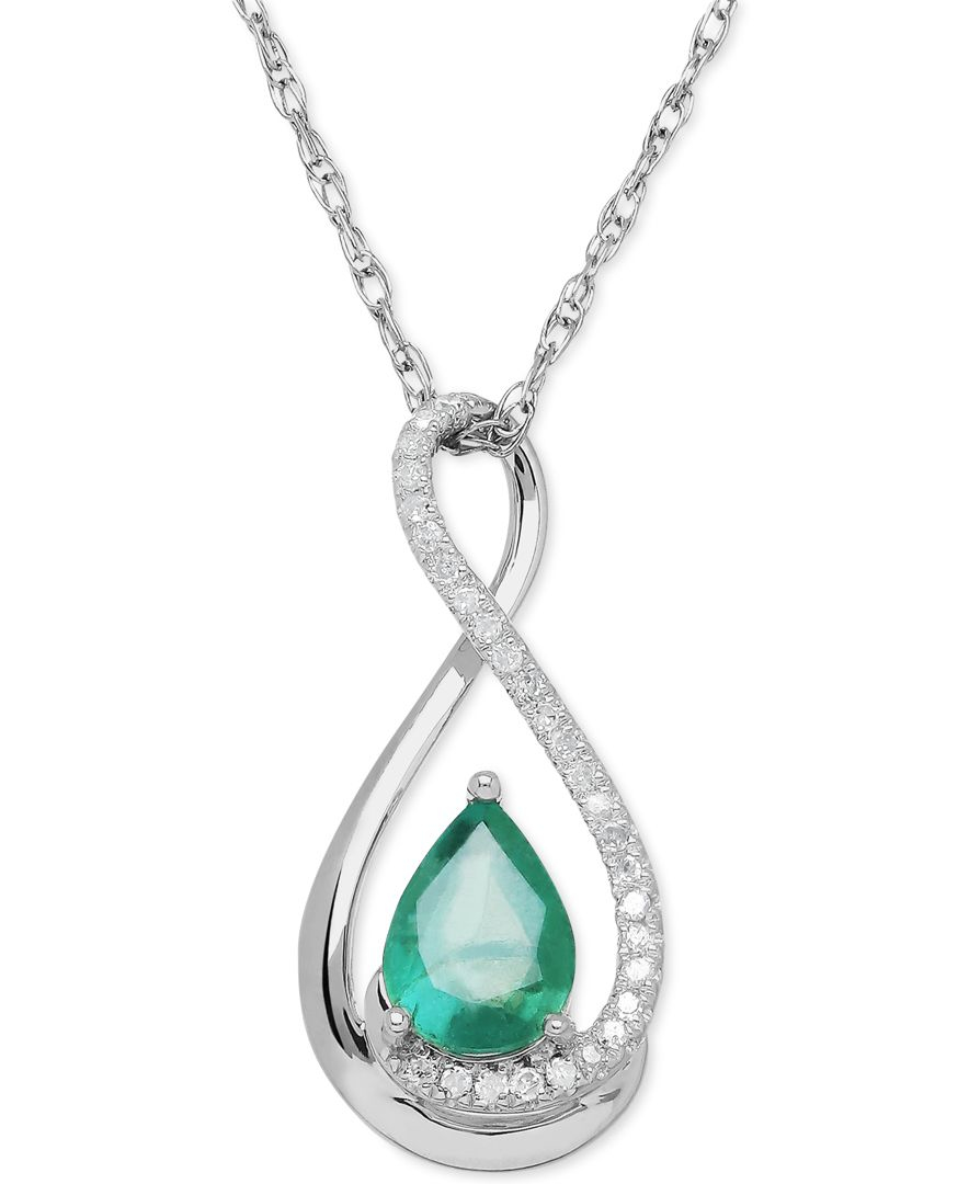 Macy&#39;s Gemstone (7/8 Ct. T.w.) And Diamond Accent Infinity Pendant Necklace In Sterling Silver ...