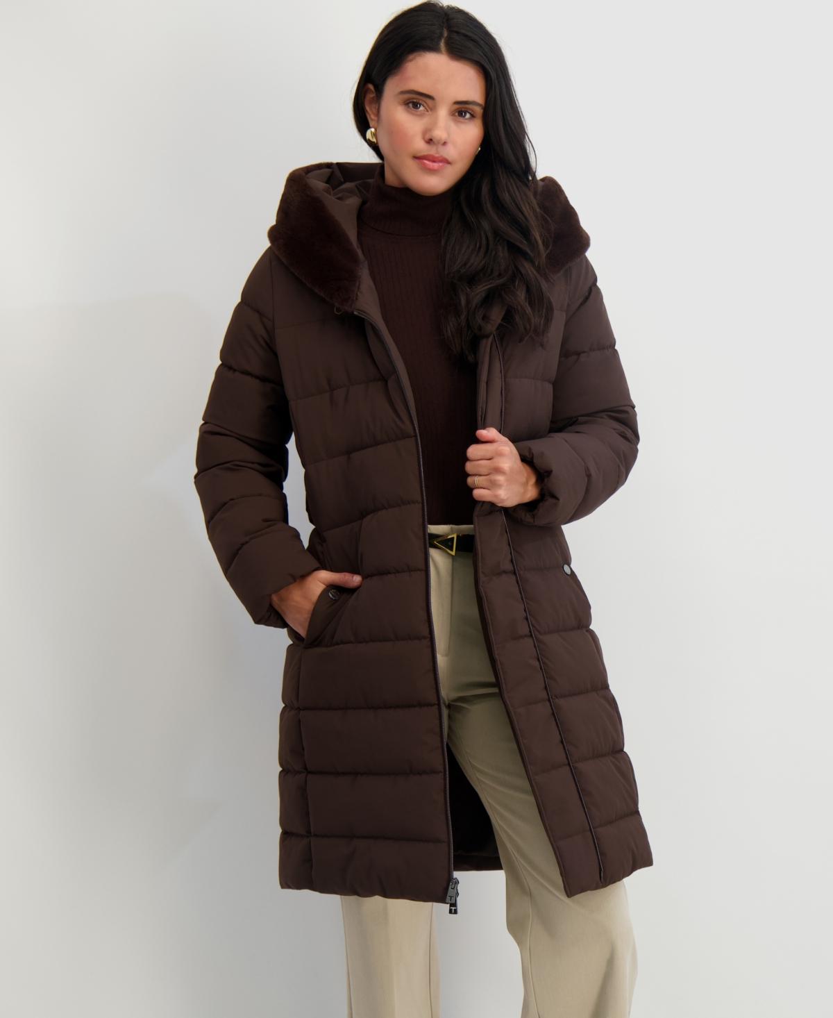 Plus Size Macy's Women's Long Winter Coats Belted Puffer