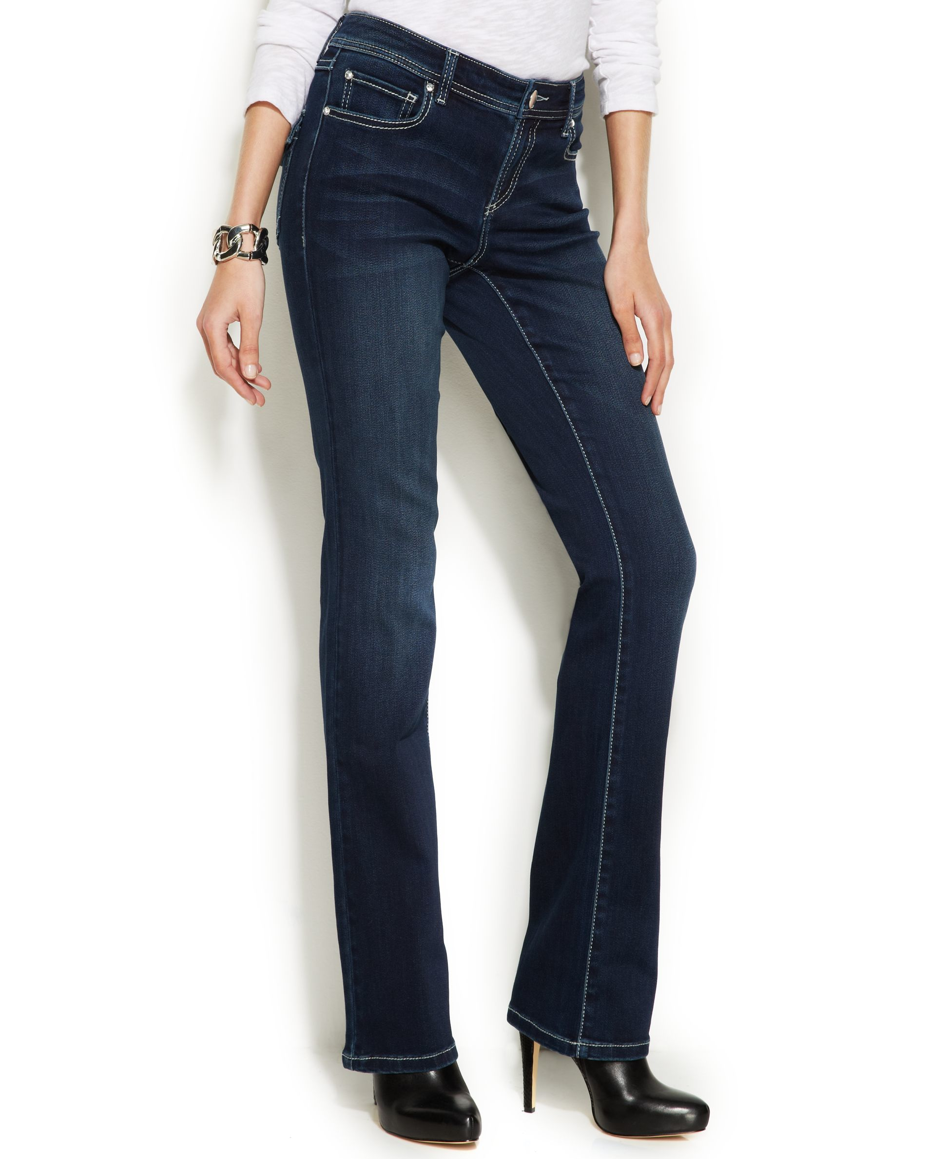 Lyst - Inc International Concepts Petite Curvy-fit Bootcut Jeans, Dark ...