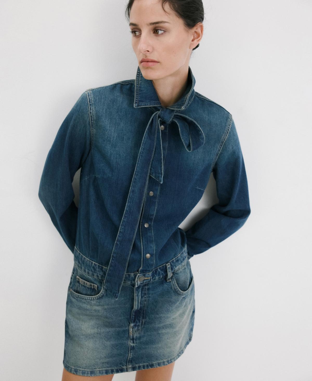 mango denim dress Combined in Blue Asos COLOR:Navy/Ivory ModelID: 42 Glamorous Sky Blue Crystal and long sleeves