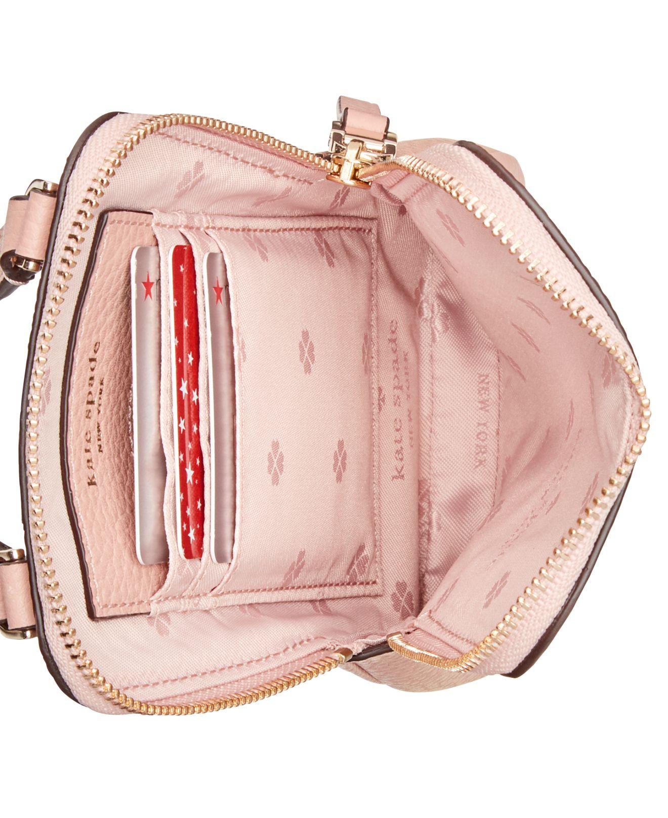 Kate Spade Polly Pebble Leather Phone Crossbody in Pink - Lyst
