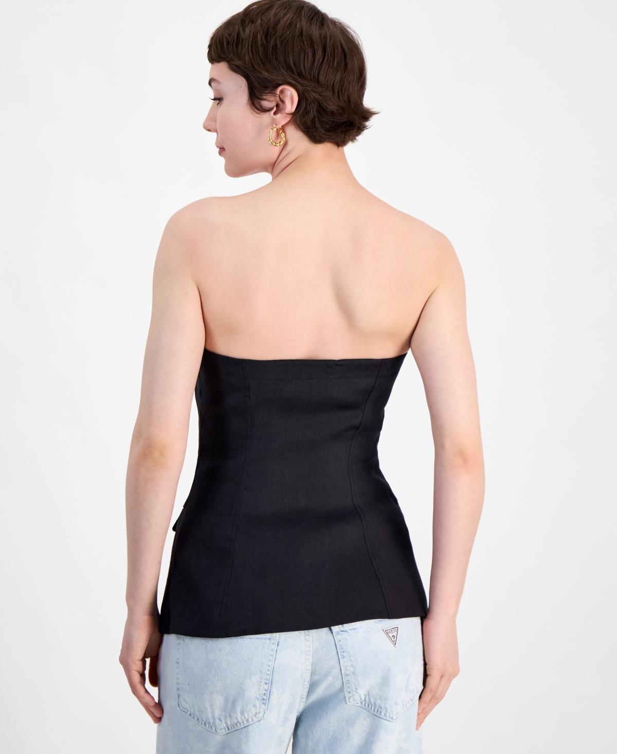 売れ筋商品|||ゲス カットソー トップス レディース Women's Isabeau Sleeveless Corset Button-Front Top Jet Black A996 Guess Isabeau Sleeveless Corset Button-front Top in Black | Lyst