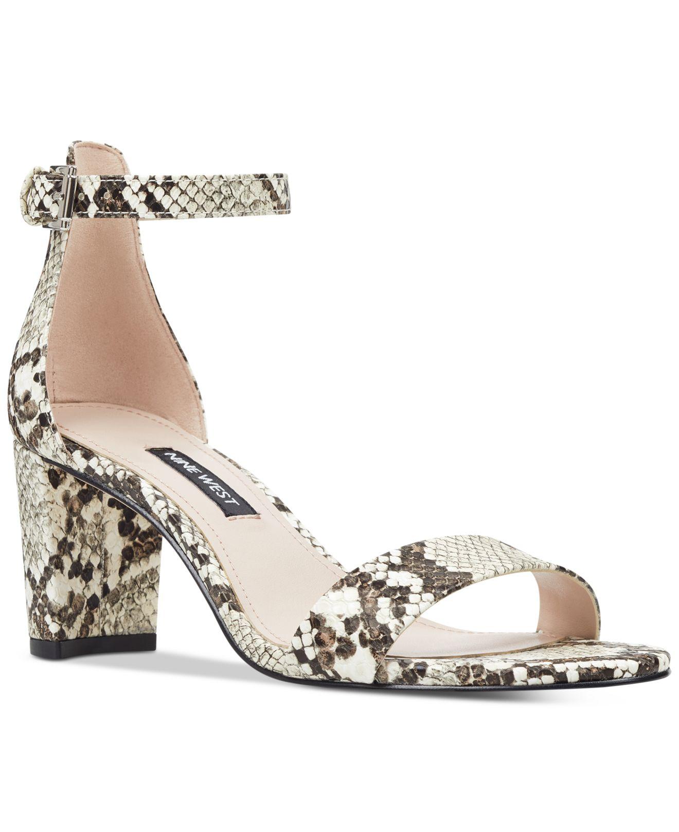 Nine West Denim Pruce Block Heel Sandal in Bone (Natural) Save 31 Lyst