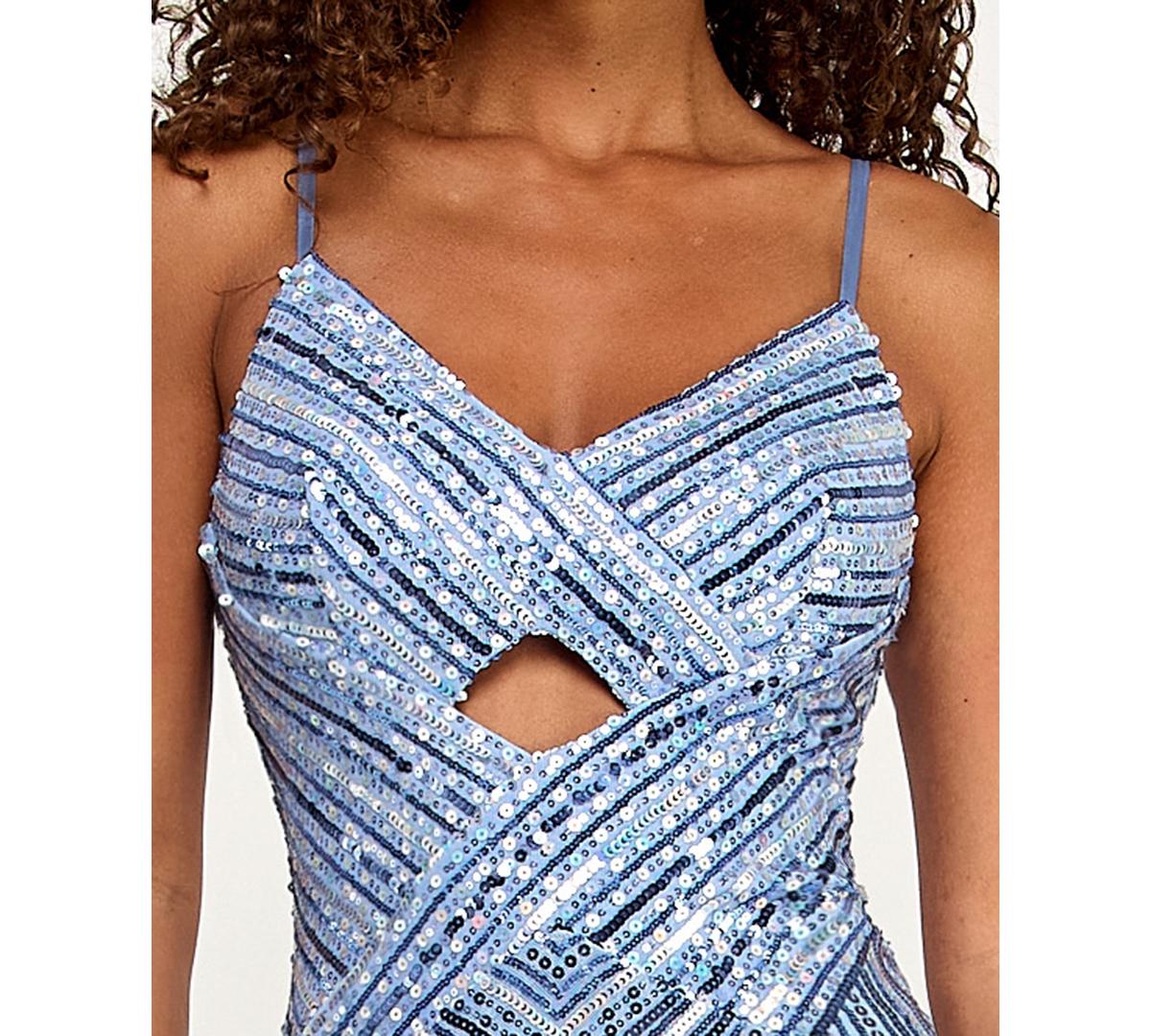 Macy's Blue Sequin Dress B'Dazzle Blue Sequin Maxi Dress by Alyce Paris   Mimi's Attic Ithaca
