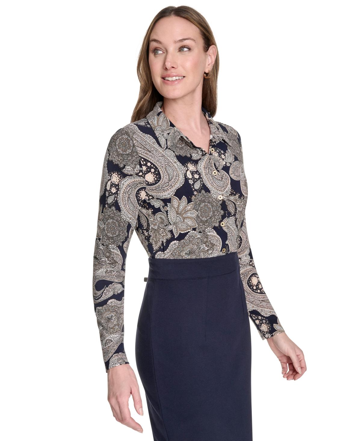 売れ筋商品|||トミー ヒルフィガー カットソー トップス レディース Women's Ruffle Contrast-Tipped Blouse Ivory/ Midnight Tommy Hilfiger Women's Ruffled Tie-Neck Blouse - Macy's