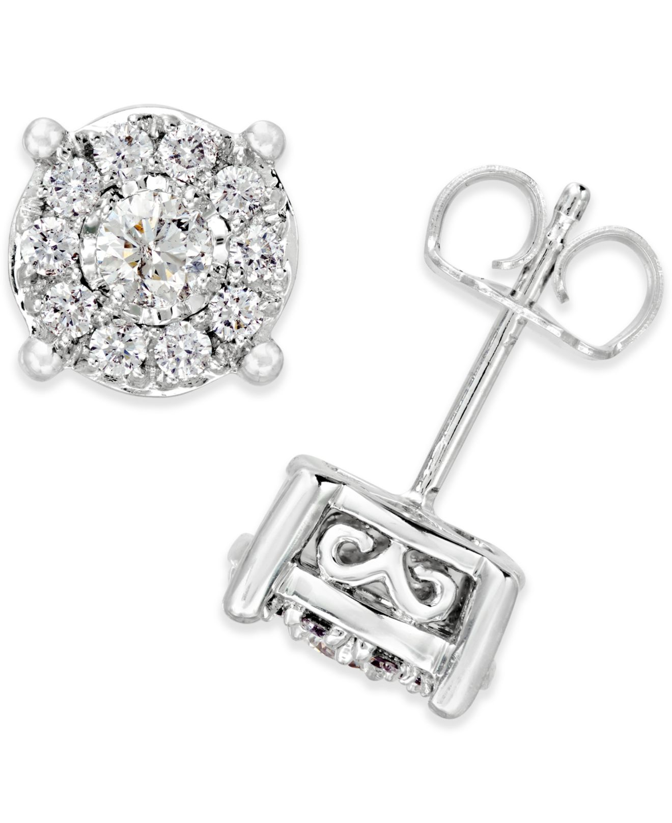 Macy's Diamond Earrings (1/2 Ct. T.w) In 14k Gold in White Gold (White
