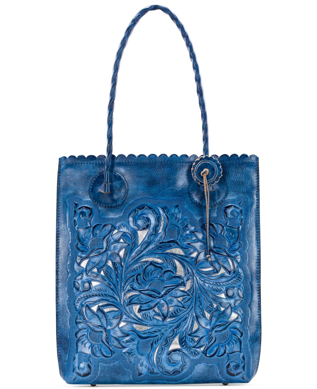 Patricia Nash Cavo Burnished Tooled Leather Tote in Blue - Lyst