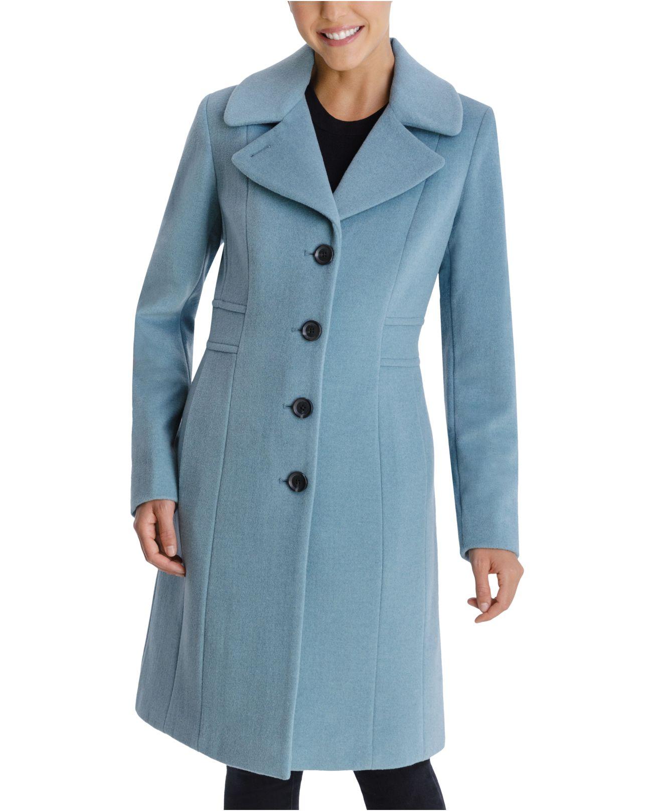 Anne Klein Synthetic Single-breasted Walker Coat, Created For Macy's in ...