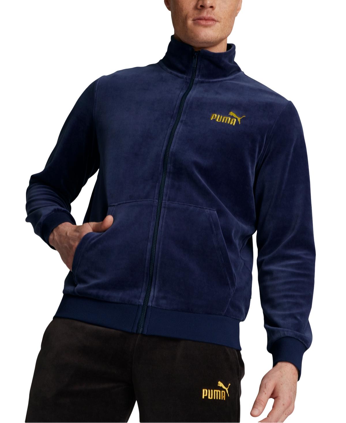 PUMA Ess+ Minimal Gold Velour Track Jacket in Blue for Men | Lyst