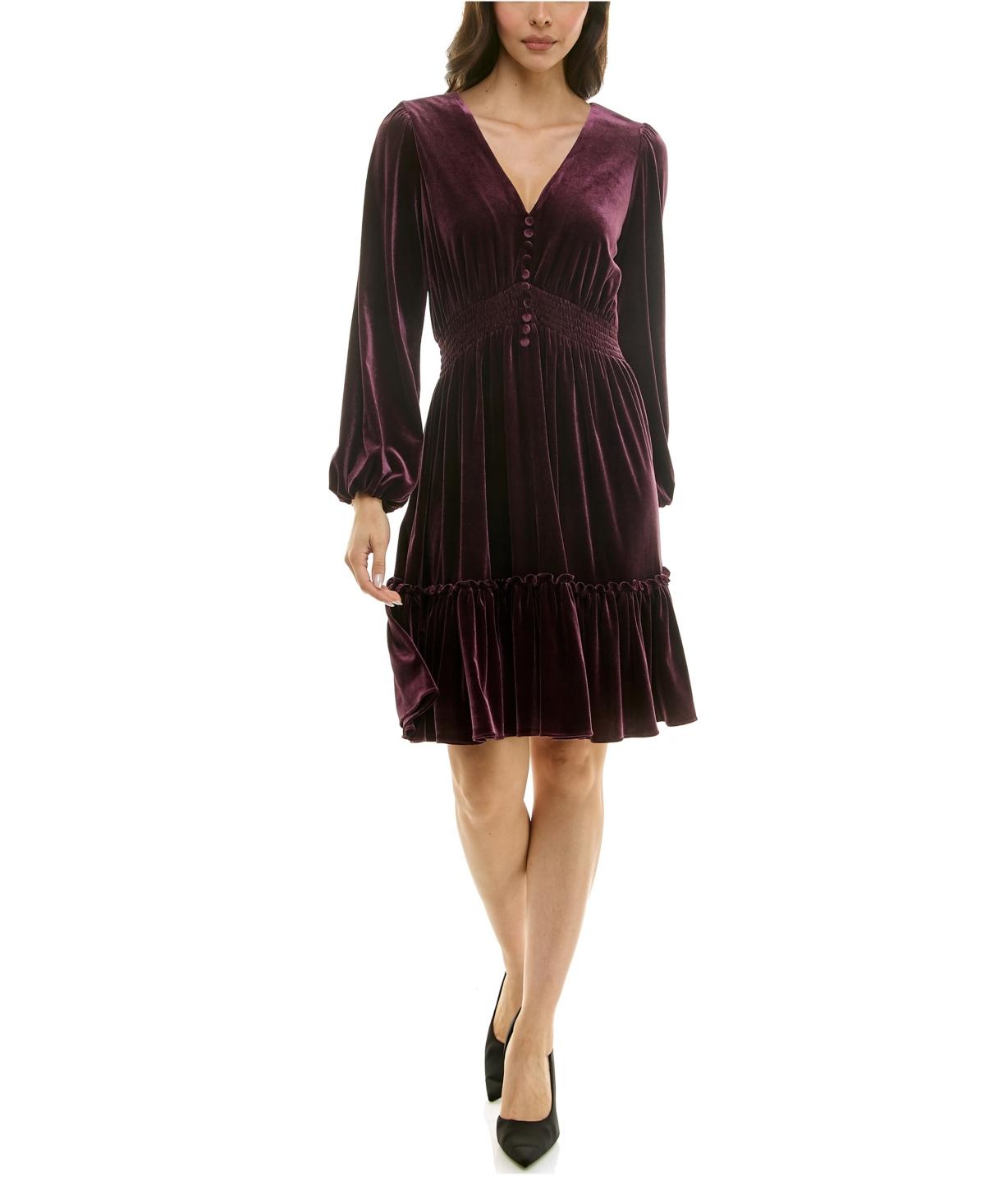 knee length dresses for ladies VELVET EMBELLISHED MIDI DRESS – Lord & Taylor main image 1
