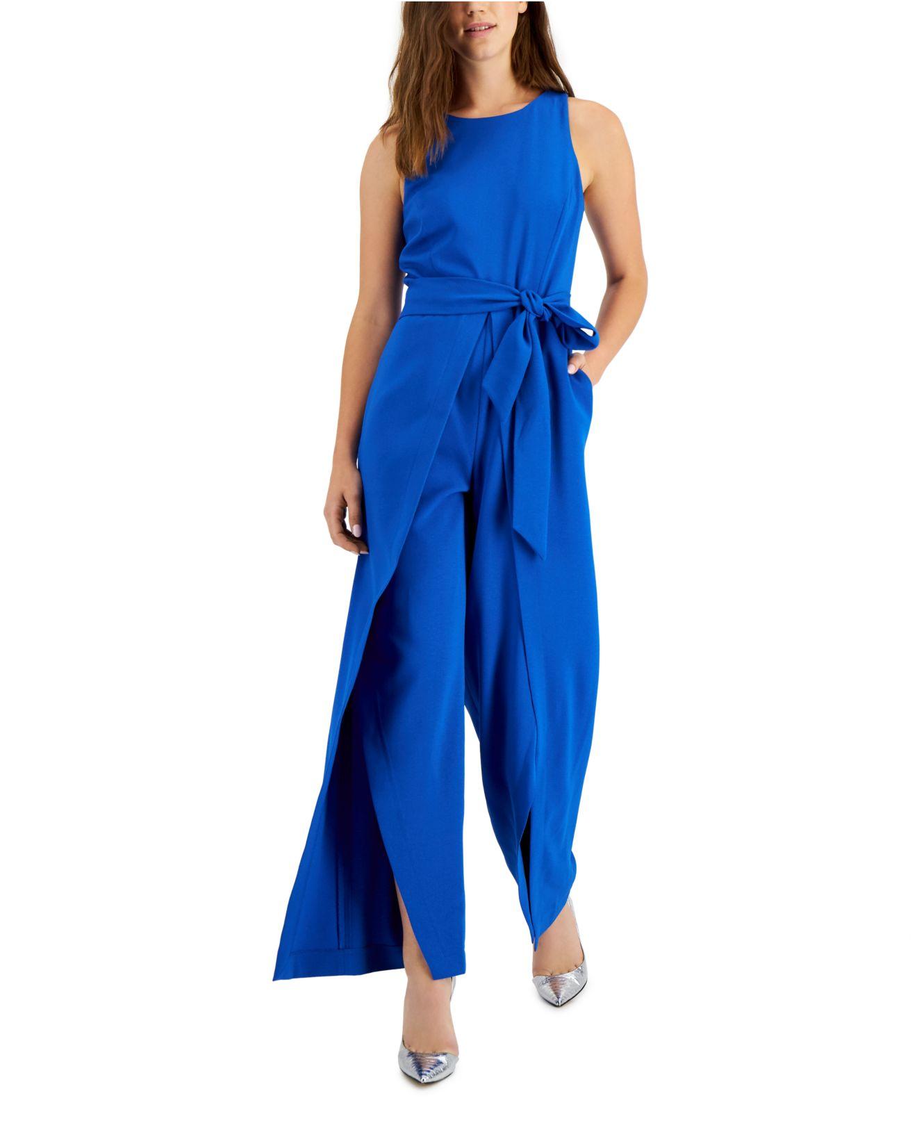 INC International Concepts Scuba Crepe Flyaway-pant Jumpsuit, Created For  Macy's in Blue | Lyst