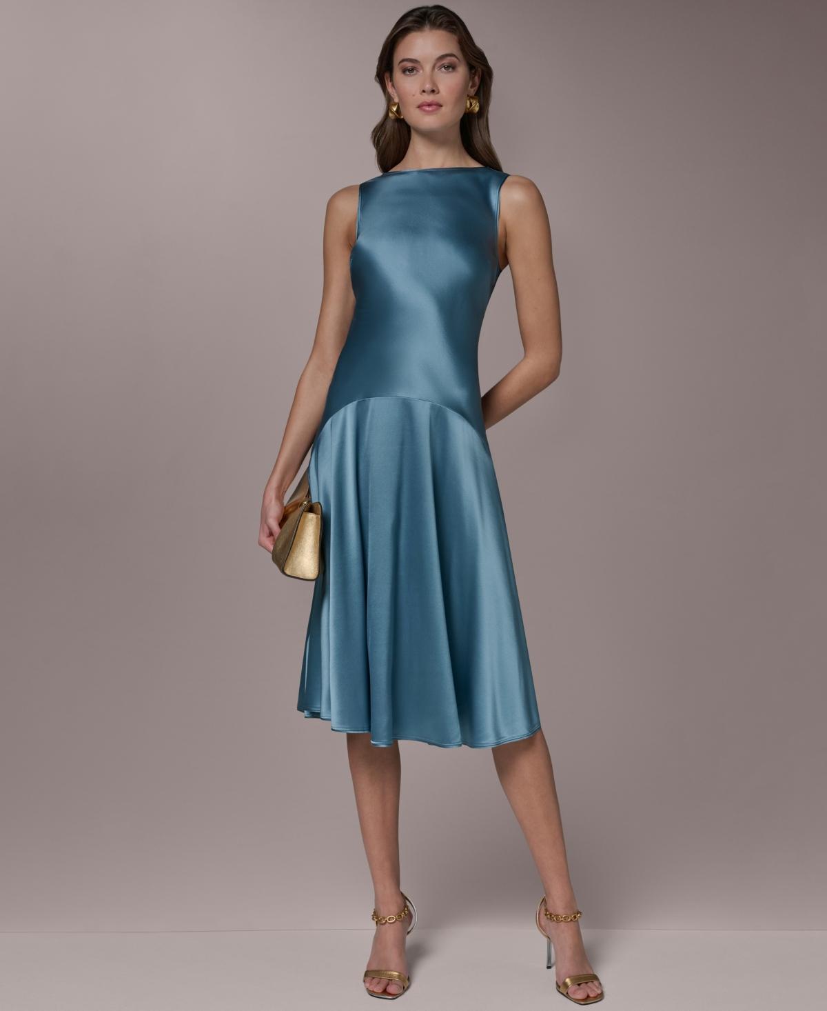 Donna Karan Sleeveless Boat Neck Midi Dress in Blue | Lyst Donna Karan Sleeveless Boat Neck Midi Dress in Blue | Lyst