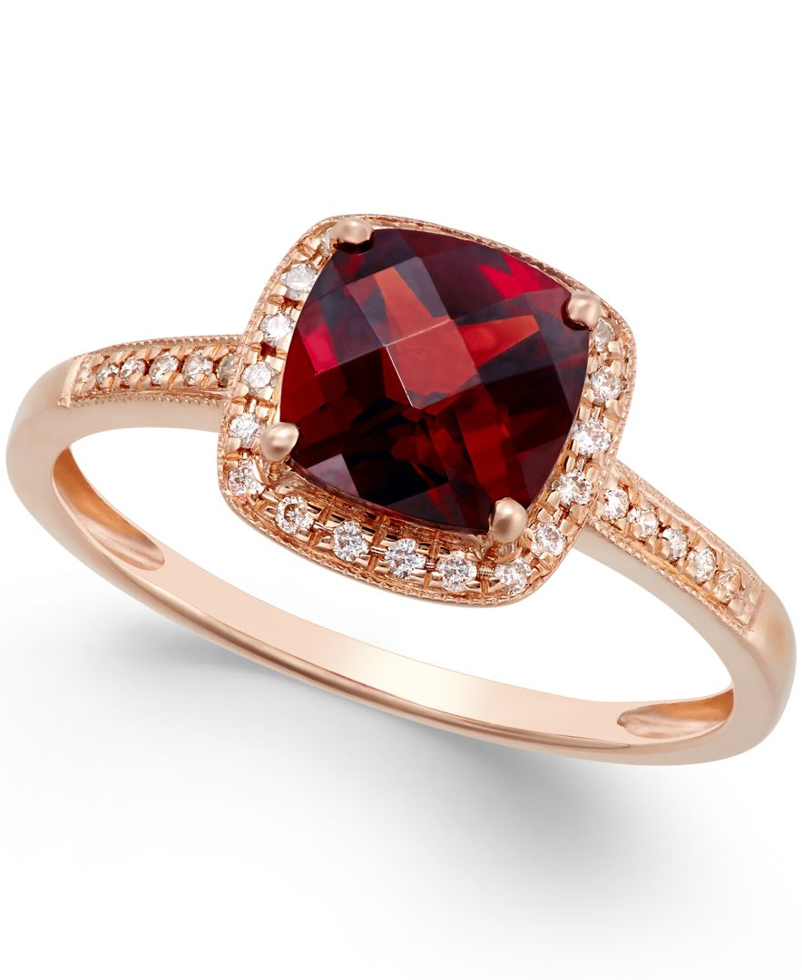 Macy&#39;s Garnet (2-1/4 Ct. T.w.) And Diamond Accent Ring In 14k Rose Gold in Red | Lyst