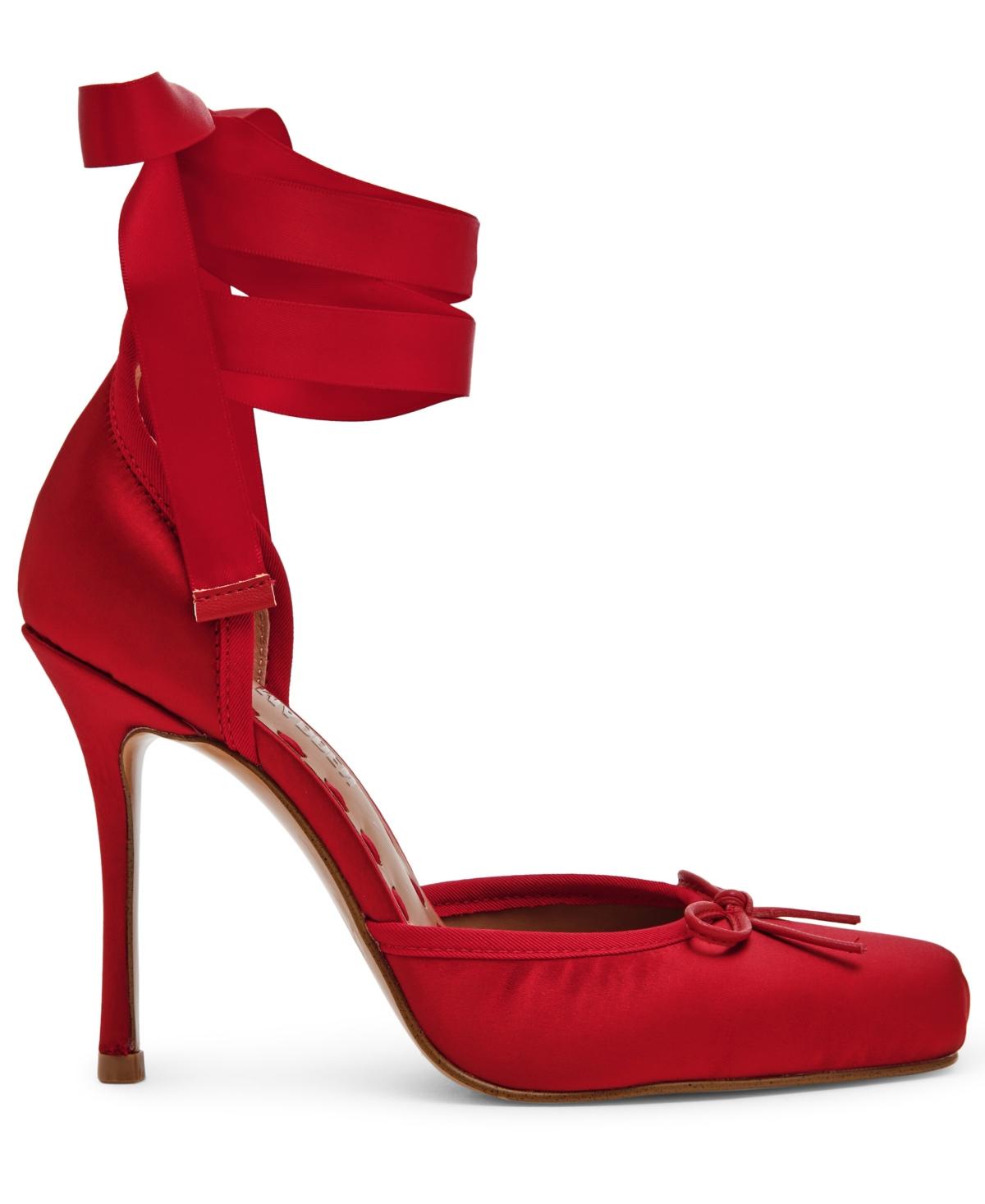 Steve Madden Larina Lace-up High-heel Ballet Pumps in Red Lyst
