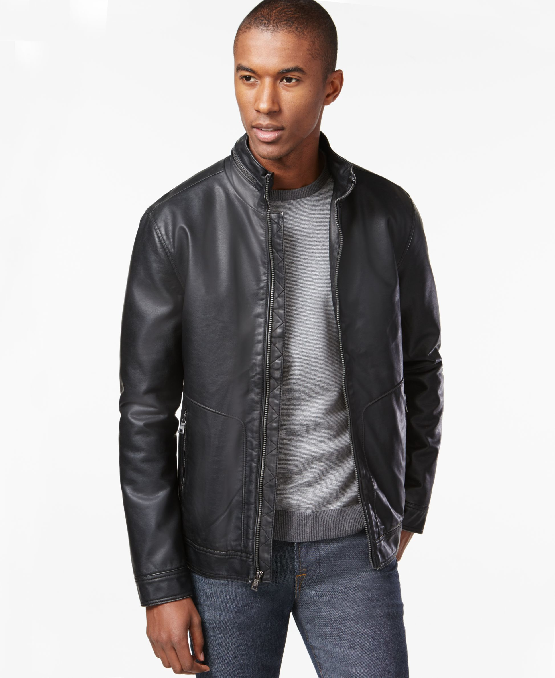 Inc international concepts Faux-leather Moto Jacket, Only At Macy&#39;s in Black for Men | Lyst