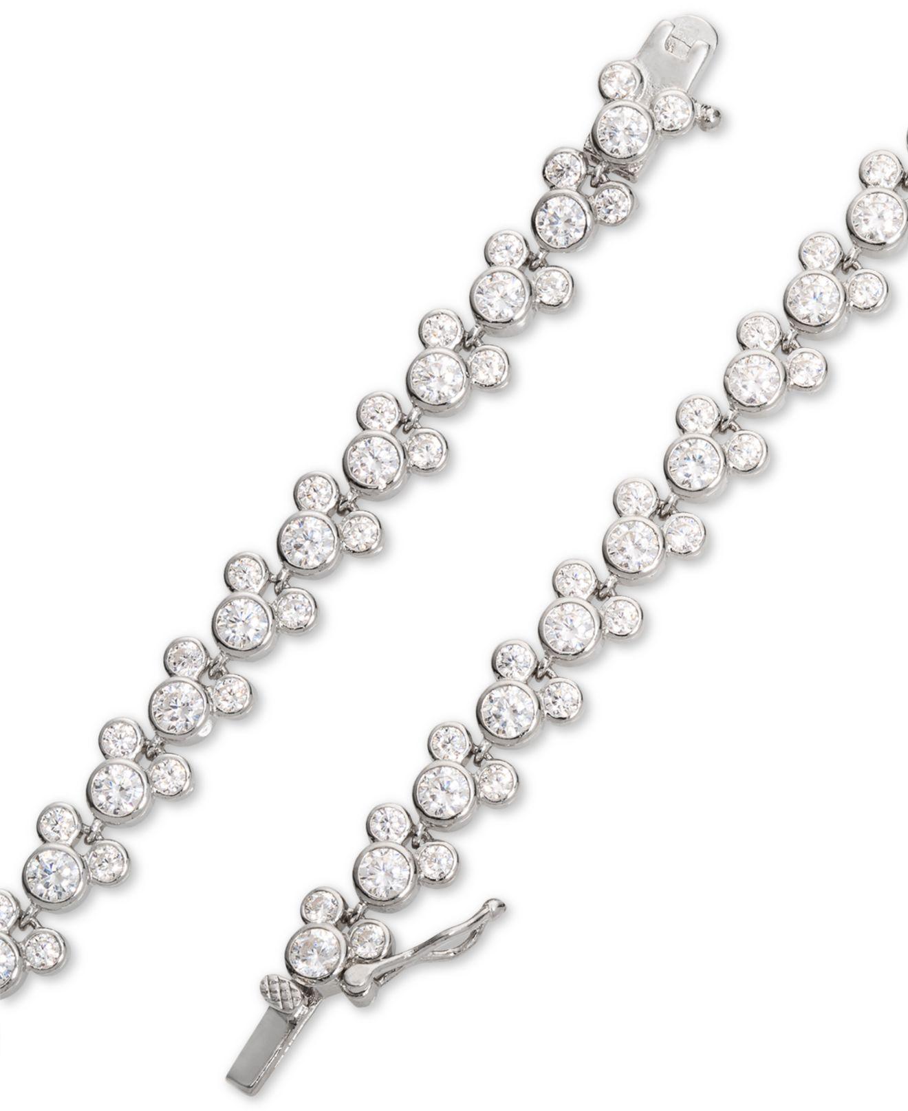 Disney Cubic Zirconia Mickey Mouse Tennis Bracelet In Sterling Silver