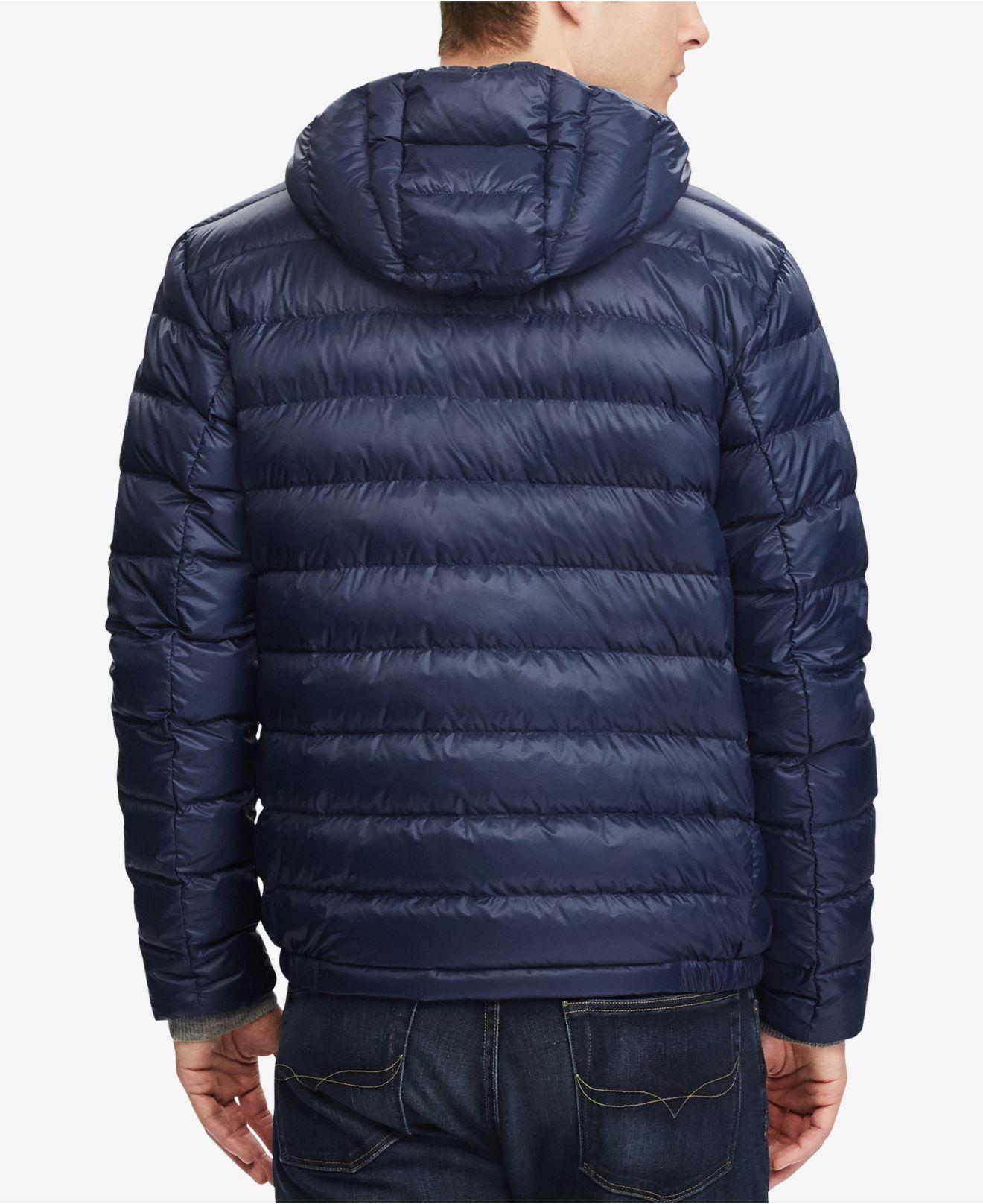 Polo Ralph Lauren Leather Men's Packable Down Jacket in Blue for Men Lyst