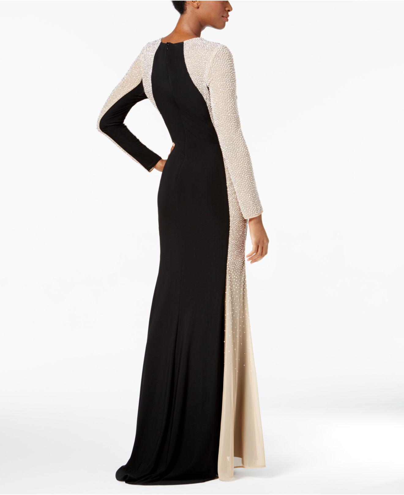 xscape plus size embellished illusion gown