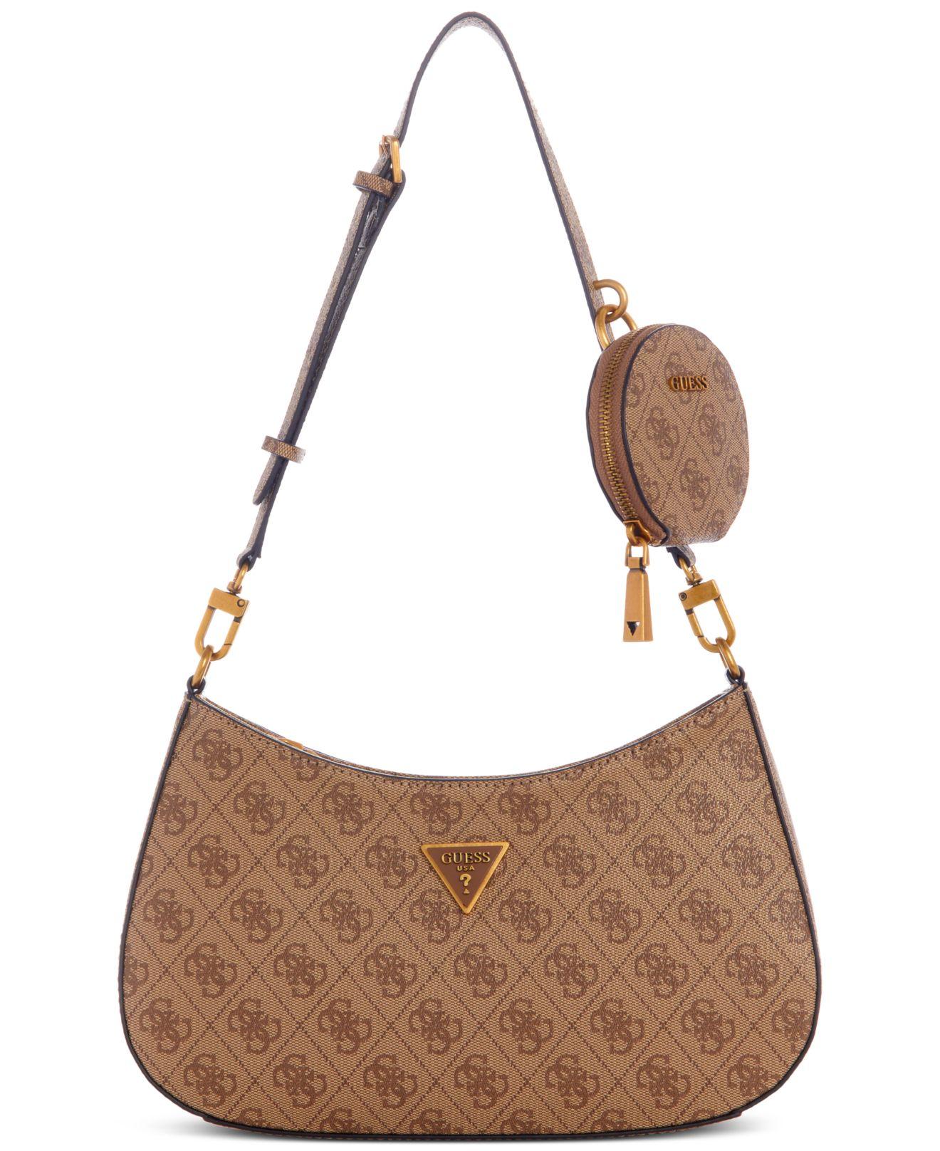 Guess Alexie Basique Monogram Top Zip Shoulder Bag in Brown Lyst
