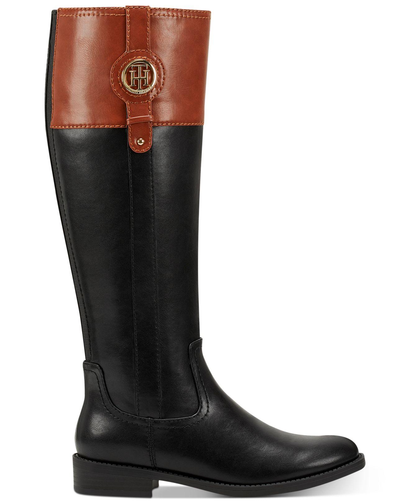 Tommy Hilfiger Wide Calf Imina Riding Boots in Black Lyst