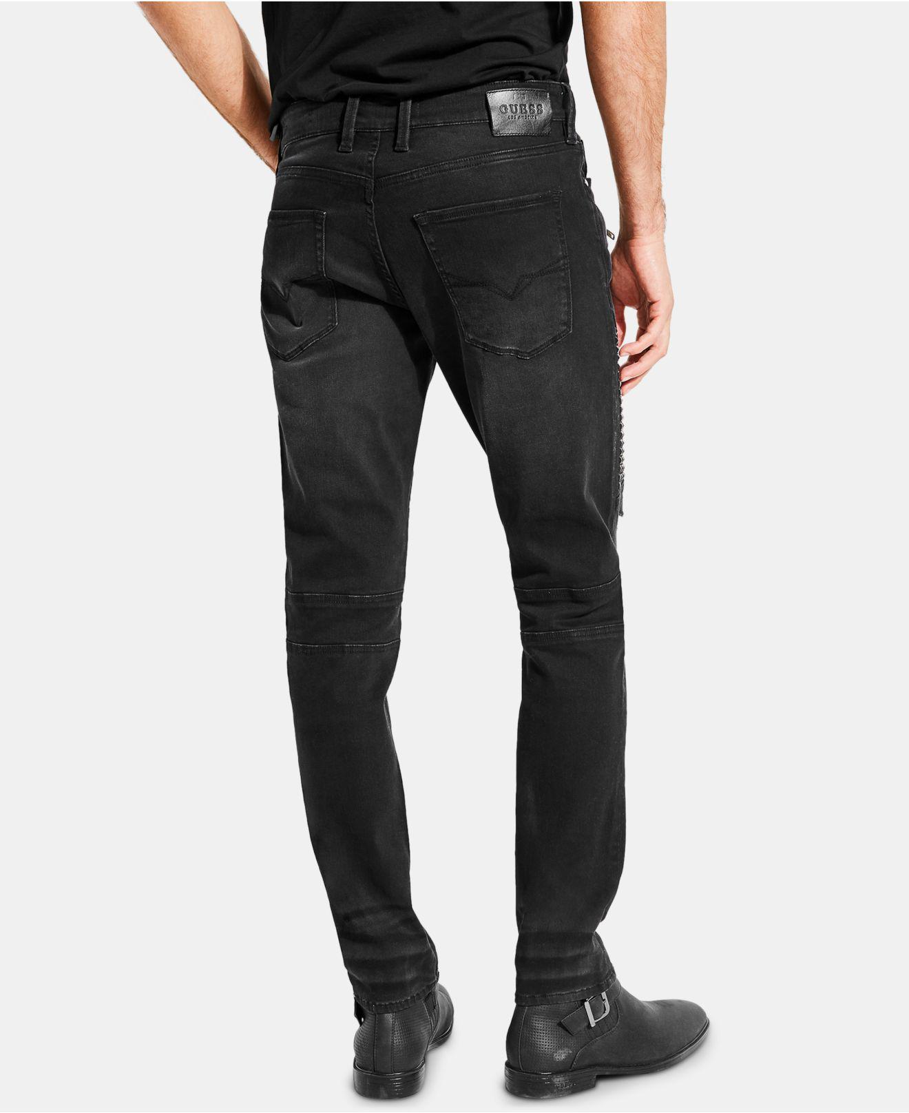 Guess Denim Black Moto Slimfit Jeans for Men Lyst