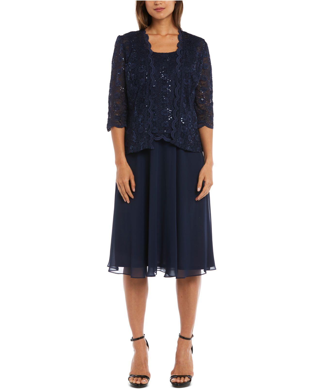r&m richards sequined lace chiffon gown