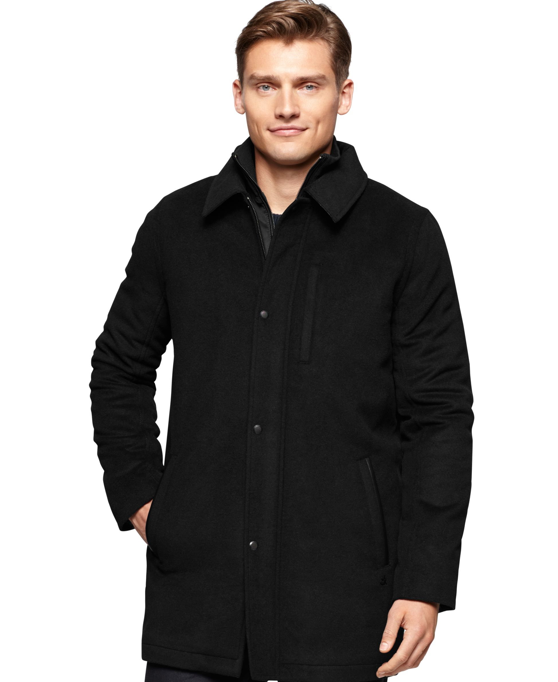 Calvin Klein Men's Wool-blend Car Coat in Black for Men - Lyst