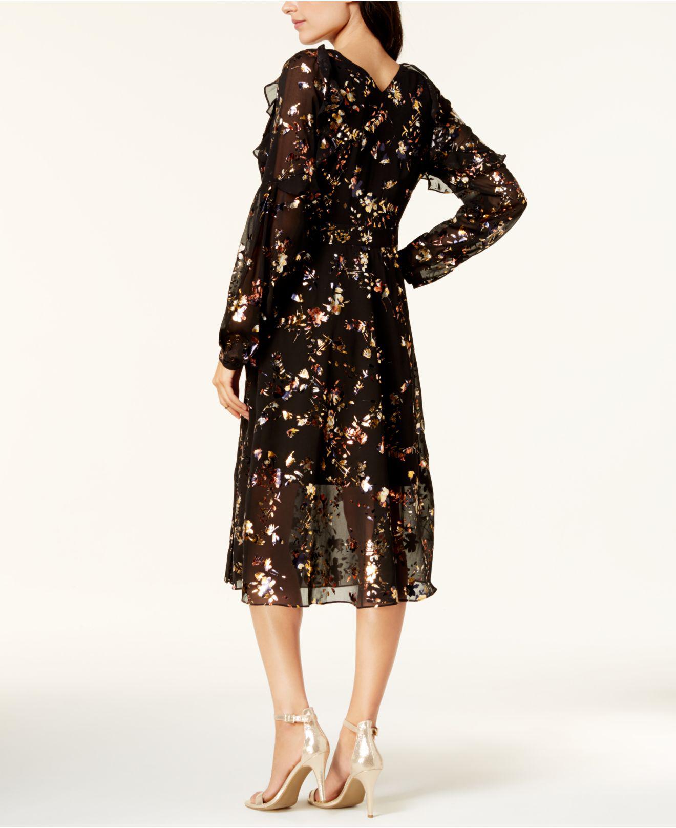Lyst Rachel Roy Printed Mesh Wrap Dress In Black Gallery