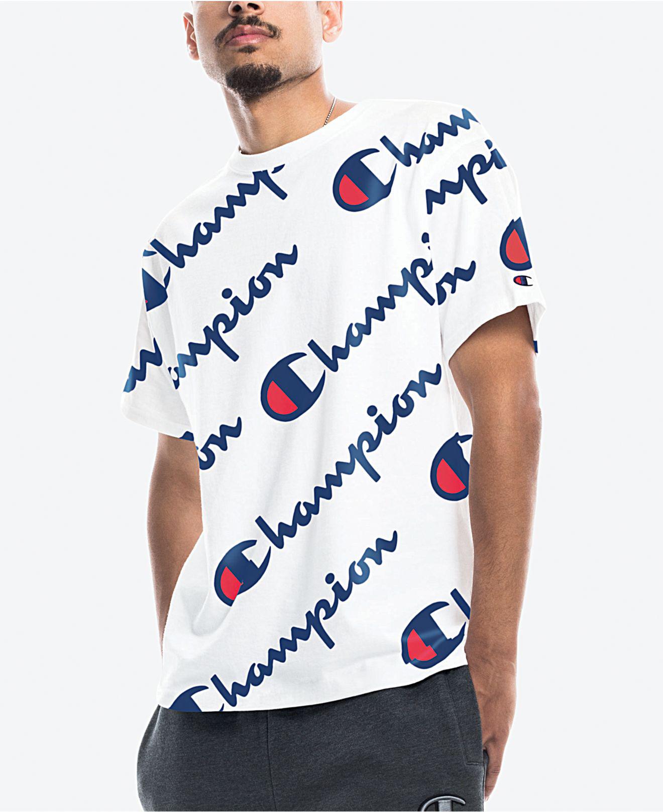shirt with champion all over it