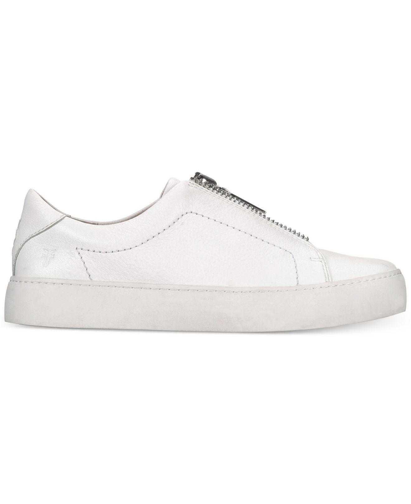 Frye Leather Lena Zipper Sneakers in White - Lyst