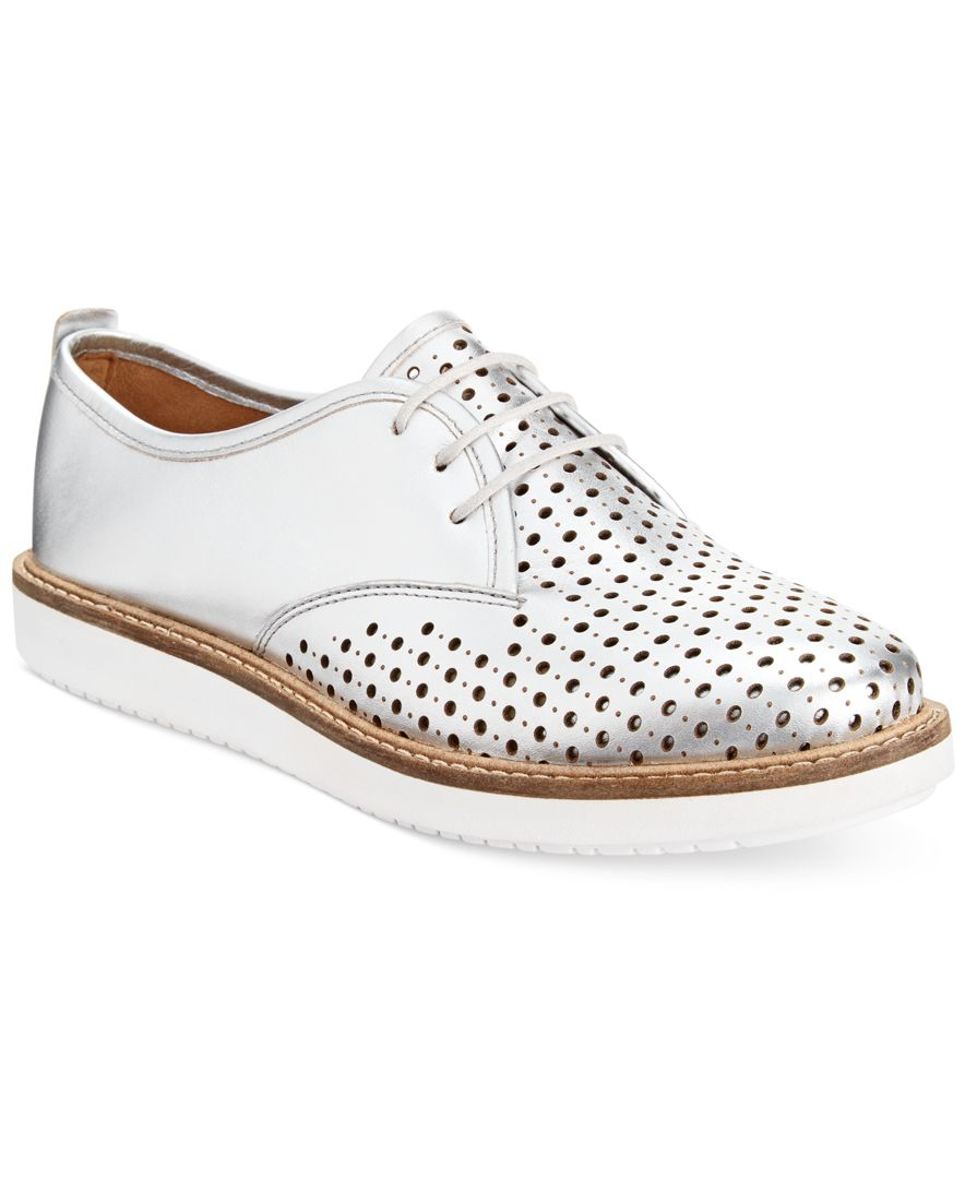 clarks silver lace up shoes