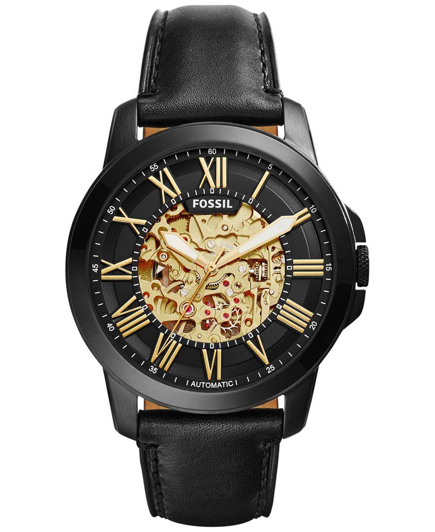 Black Leather Strap Watch 45mm Me3094 