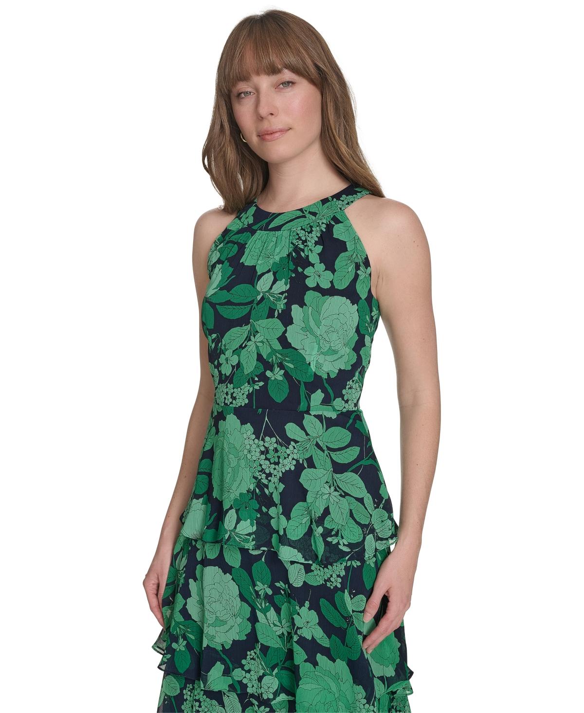 Tommy Hilfiger Floral Ruffle-tiered Halter Maxi Dress in Green | Lyst Tommy Hilfiger Floral Ruffle-tiered Halter Maxi Dress in Green | Lyst